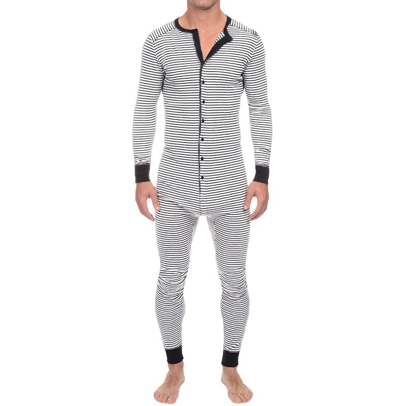 Striped Jumpsuit Skinny Long Sleeve Loungewear - Image 2